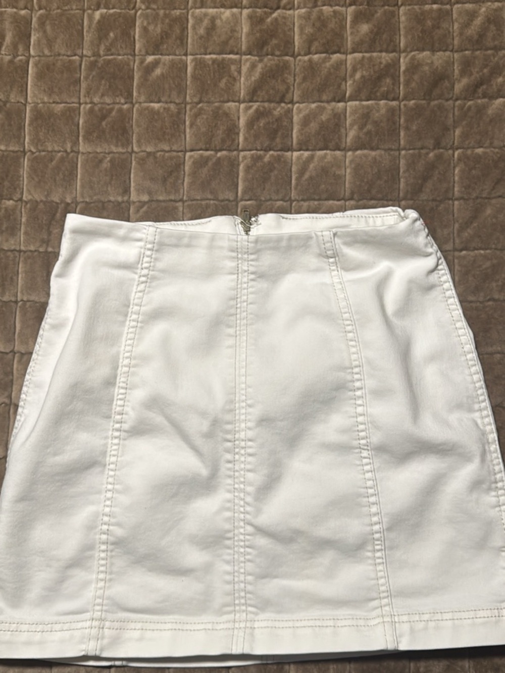 Free People White Seamed Mini Skirt